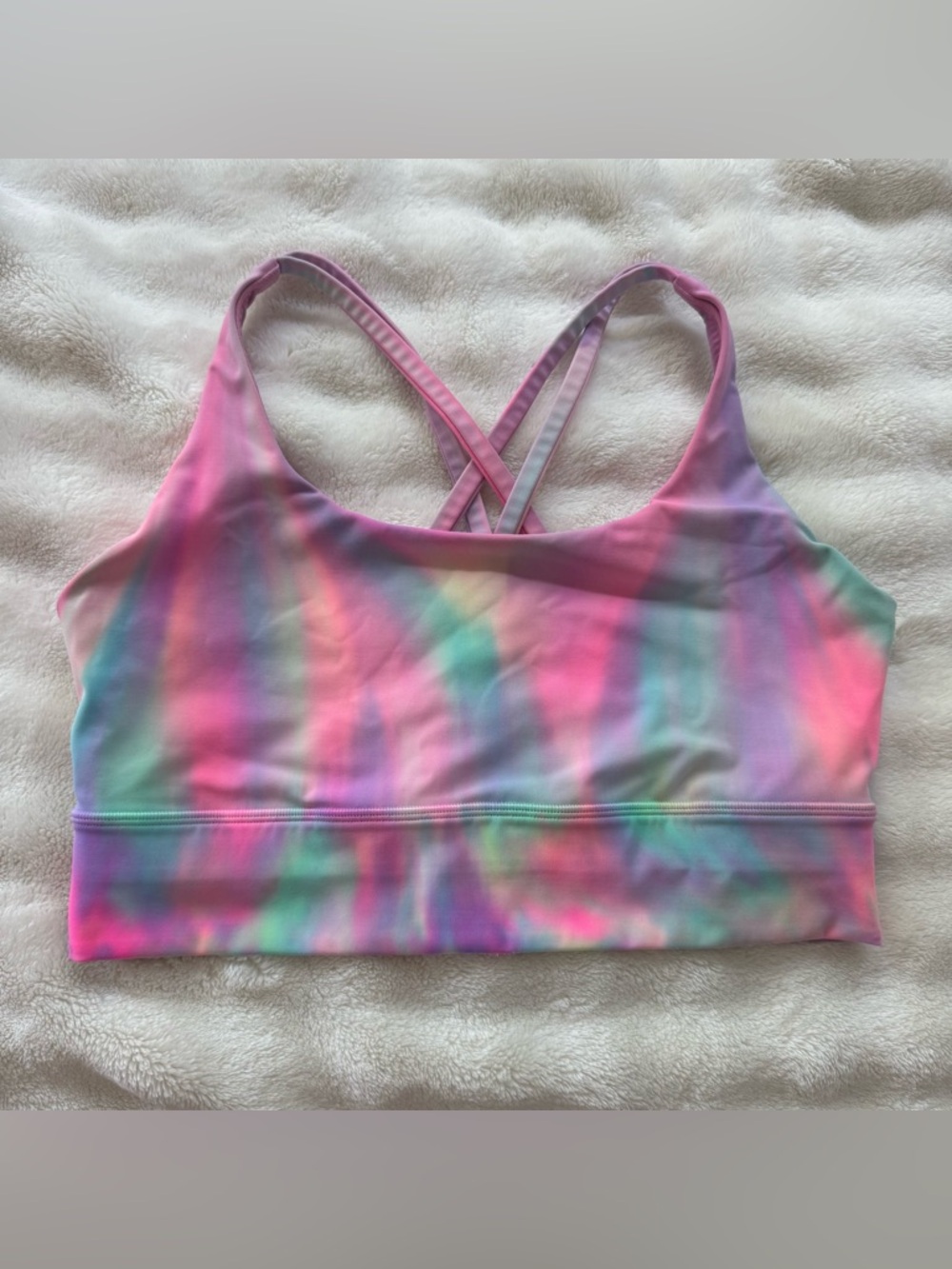 Lululemon Multi-colored Psychedelic Wash Energy Longline Bra Size 10